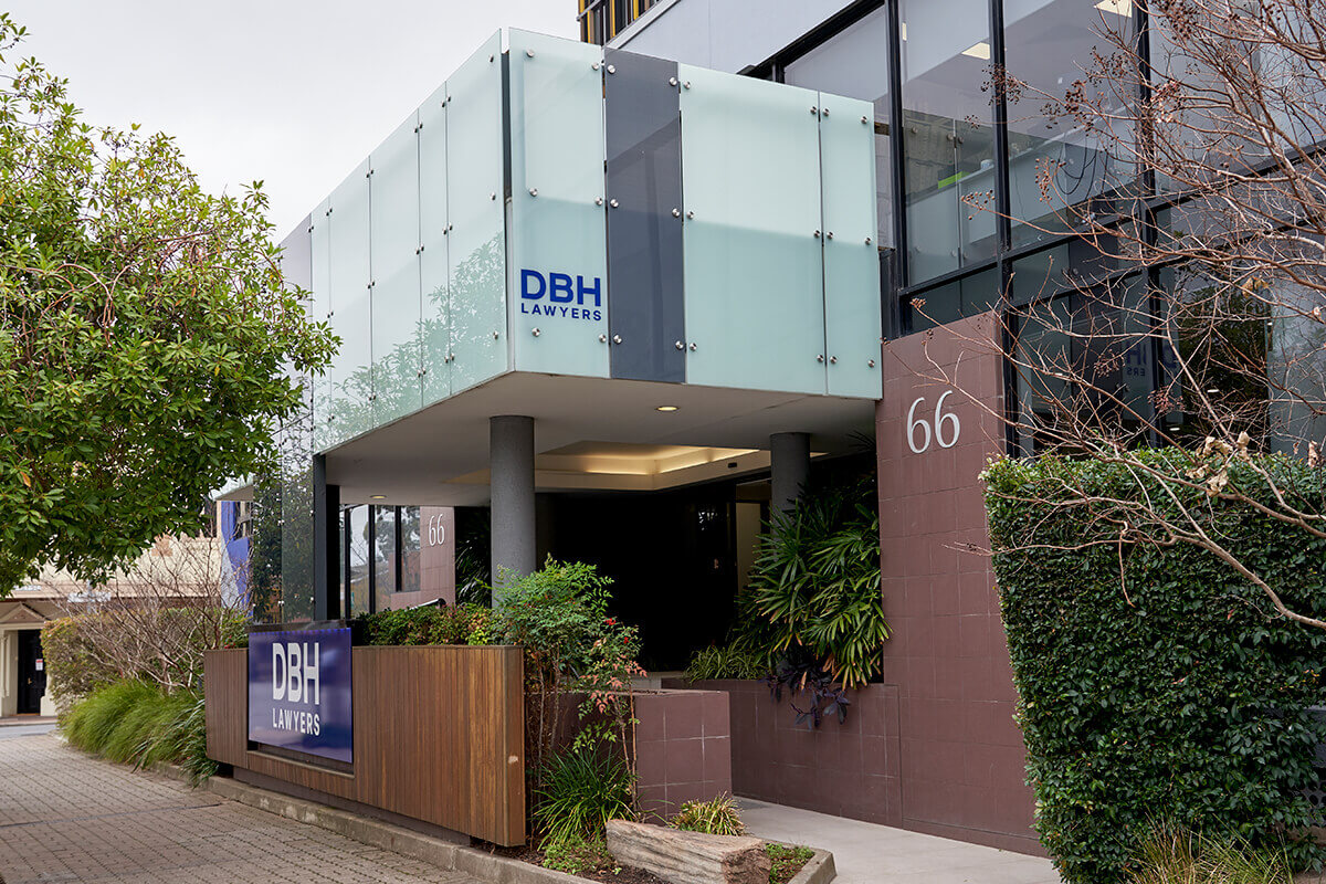 Front of DBH office with DBH logo