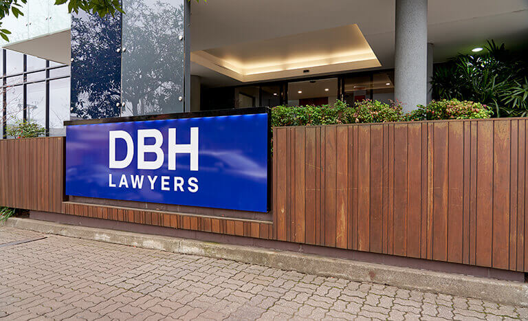 Front of DBH office with the logo 